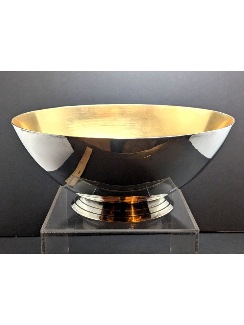 Vintage Carl Christiansen MCM Denmark Silverplate Gold Enamel Bowl Mid-Century